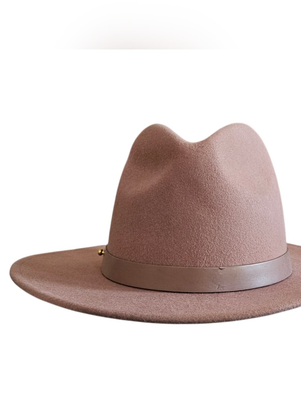 Lack Of Color Women Brown Felt Fedora Hat Dusty Mauve Wool Size M 57cm NWT - Picture 3 of 10